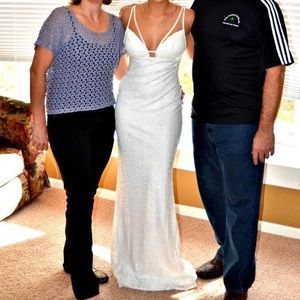 Faviana White Sequin Formal Dress